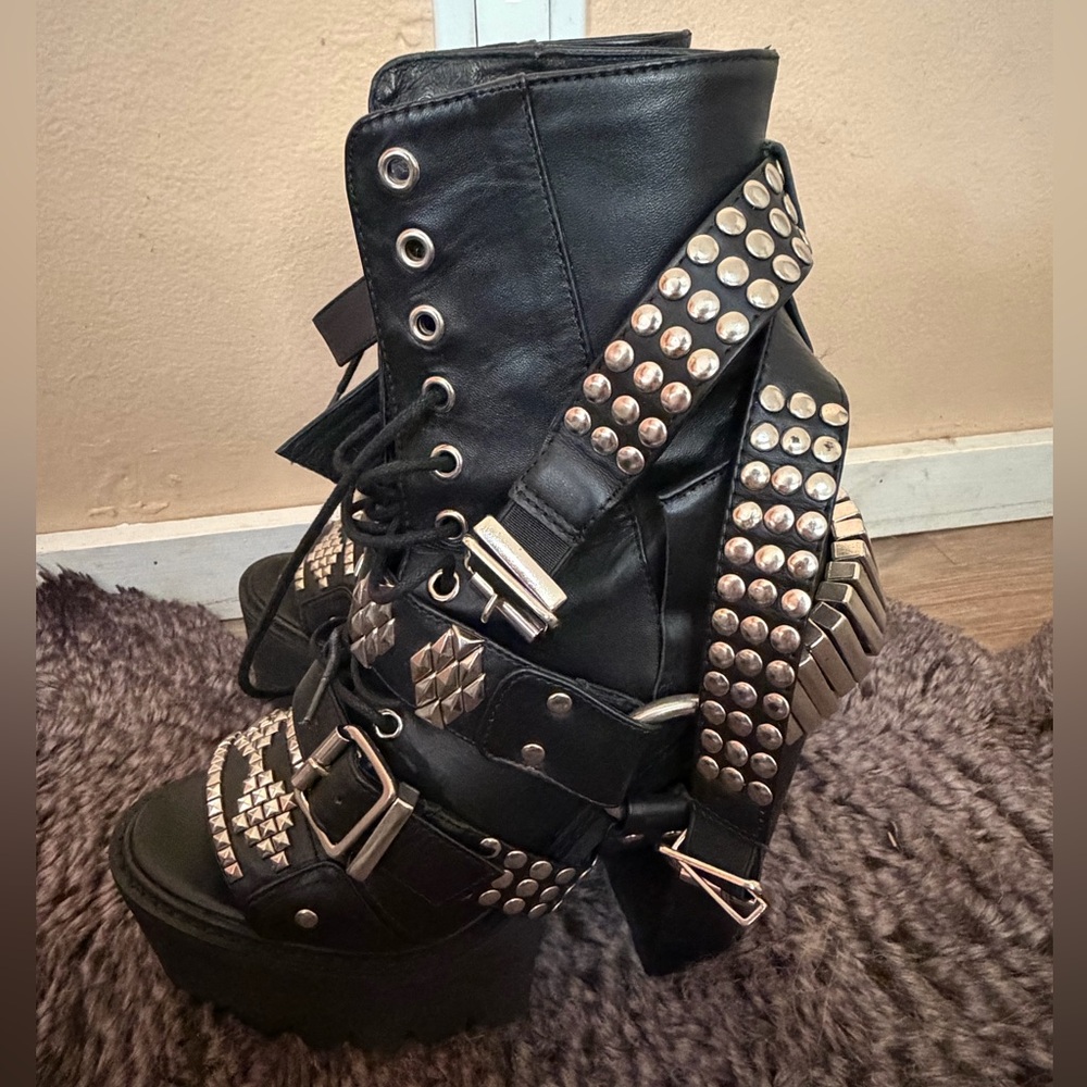 Jeffrey Campbell Mestizo Platform Leather Strap Boots